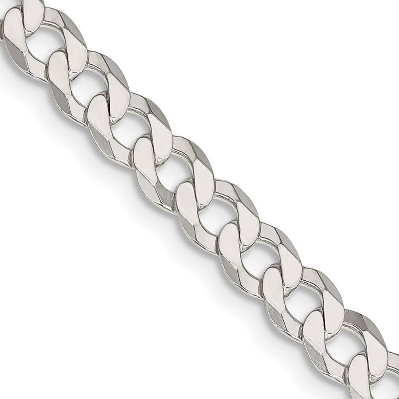 Curata 925 Sterling Silver 5.75mm Closed Link Flat Curb Chain Necklace (Lobster)
