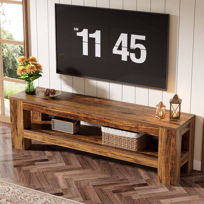 59" TV Stand for 55/60/65/75-Inch TVs, Rustic Media TV Console - n/a