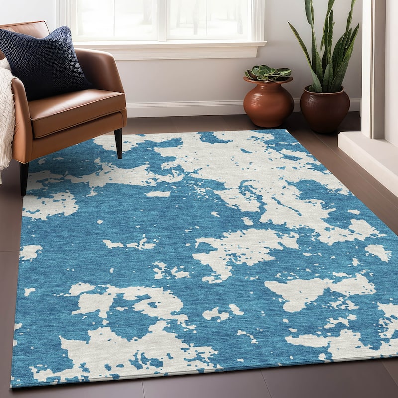 Premium Washable Super Soft Absstract Contempo Mayfield Rug - Teal - 5' x 7'6"