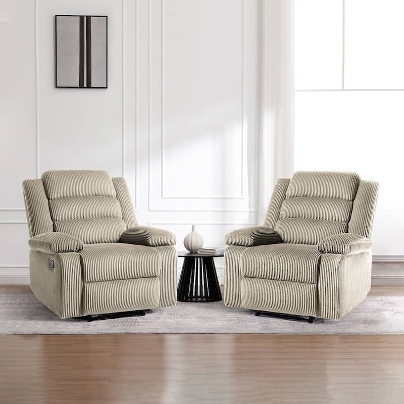 2 Set Classic and Traditional Manual Recliner Chair - Brown/Corduroy