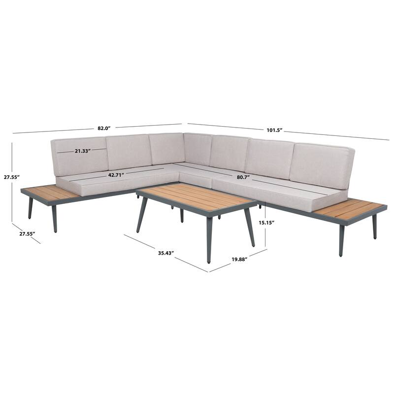 SAFAVIEH Outdoor Wendela Corner Living Set - 47W x 28D x 38H