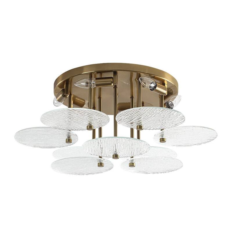 Contemporary Glam 6-Light Clear Ripple Glass Tiered Semi-flush Mount - 25.0 in