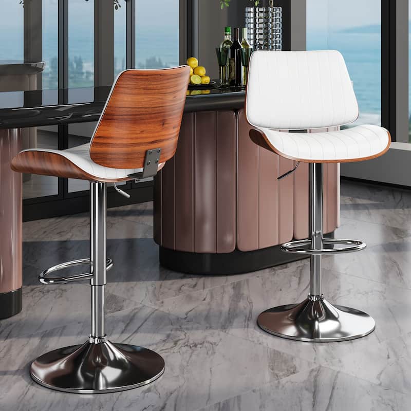 Swivel Adjustable Height Counter Stools, Bar Stools with Backs - 20" W X 18"D X 24-33" H