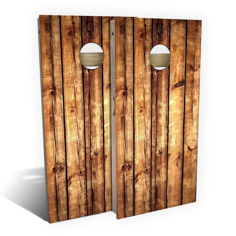 Rustic Pallet Outdoor Cornhole Board Set - Backyard 2x4 - Include Hole Lights