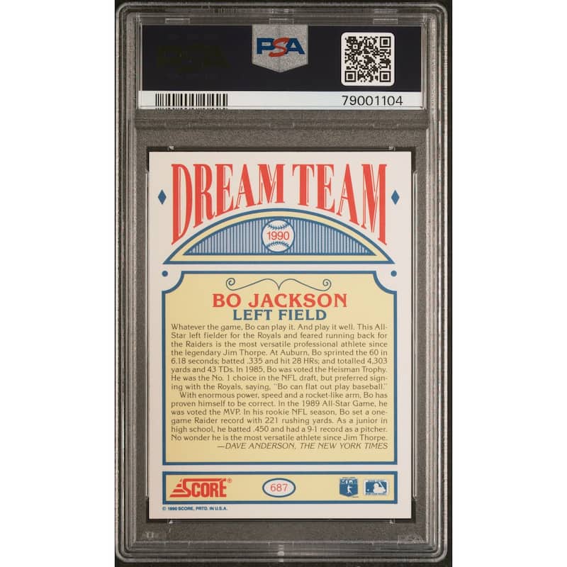 Bo Jackson 1990 Score Baseball Card #687 Graded PSA 10 - 8'6" x 11'6"