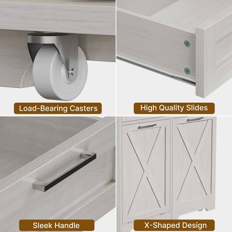 Moasis 13 Gallon Kitchen Tilt Out Trash Bin Cabinet with Power Outlet