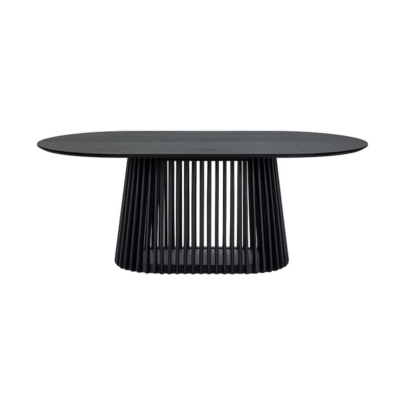 Pasadena 79 inch Solid Wood Oval Dining Table with Slatted Pedestal Base