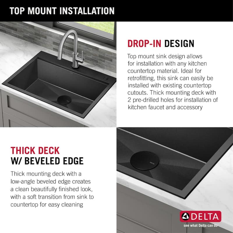 Delta 95A9031-T25S Rivet 25" Drop In Single Basin Stainless Steel