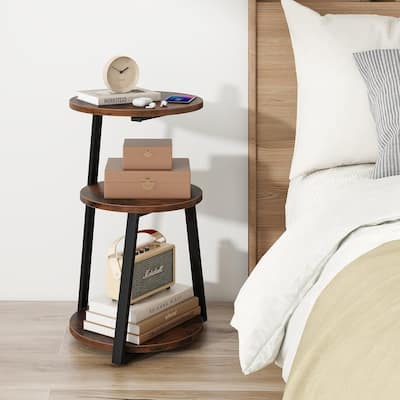 1/2 pcs 3-tier Round End Table Industrial Side Table Coffee Table