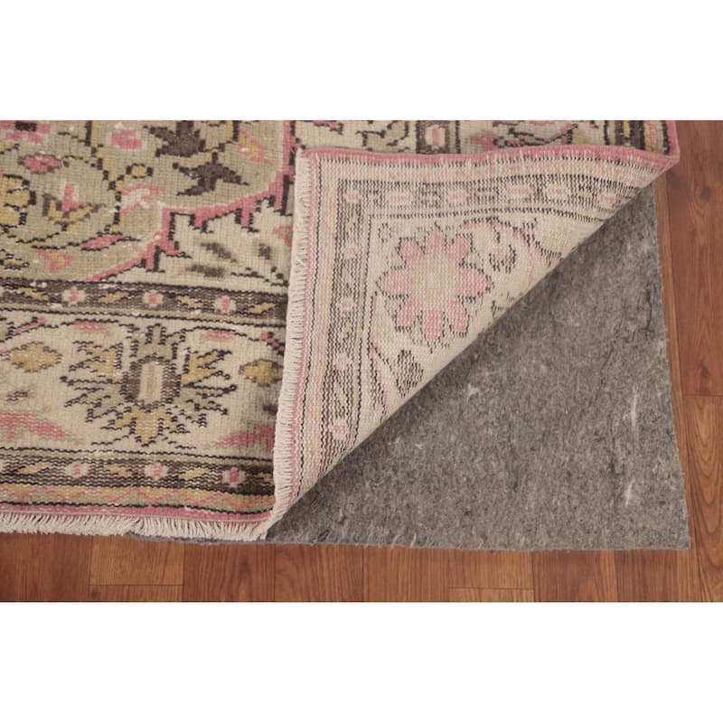 Pink Anatolian Turkish Vintage Area Rug Handmade Wool Carpet - 6'3" x 9'10"