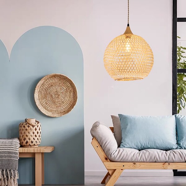 Round rattan pendant discount