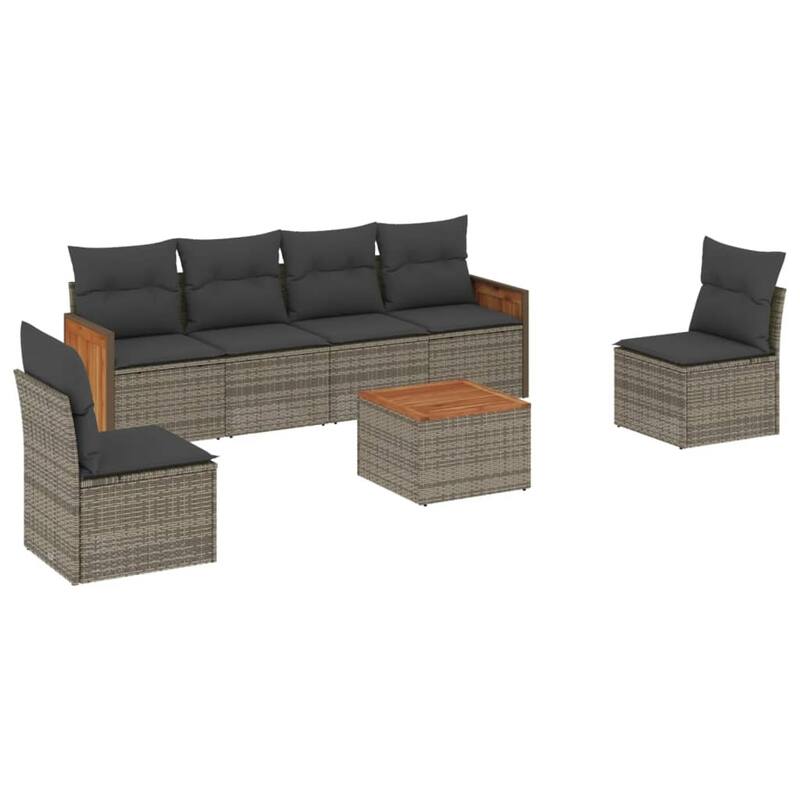 vidaXL Patio Sofa Set with Cushions Outdoor Conversation Furniture Poly Rattan