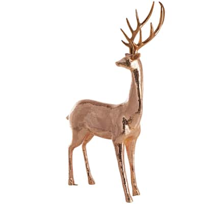 Fiberglass Reindeer Floor Decorative Christmas Sculpture with Mosaic Pattern - Copper or Silver - Roche River Decor