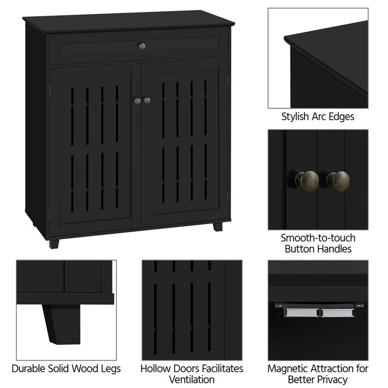 Yaheetech 4 Tier Shoe Storage Cabinet 1 Drawer Closed Adjustable Shoes Rack - 31 x 15 x 34'' (L x W x H)