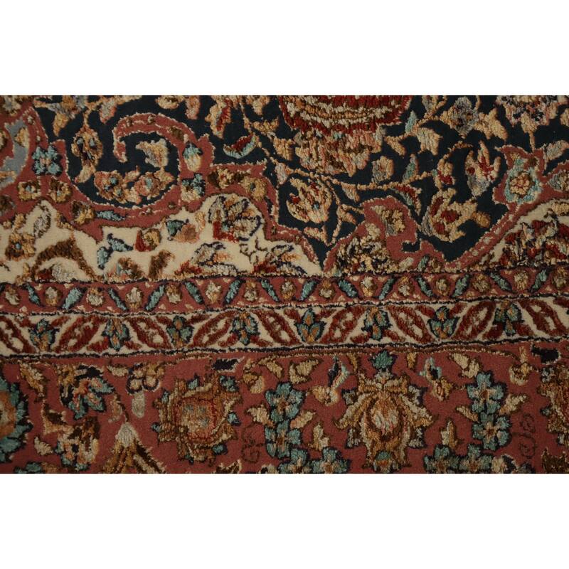 Hand Knotted Oriental 100% Silk Carpet Traditional Floral Navy Blue & Blues Hereke Area Rug - 6' 0'' X 4' 0''