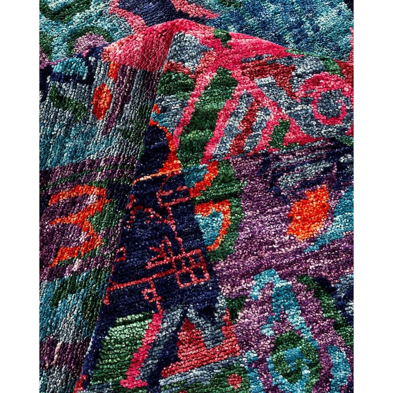 Overton Handknotted Wool Vintage Inspired Contemporary Modern Blue Area Rug - 17' 6" x 9' 10"