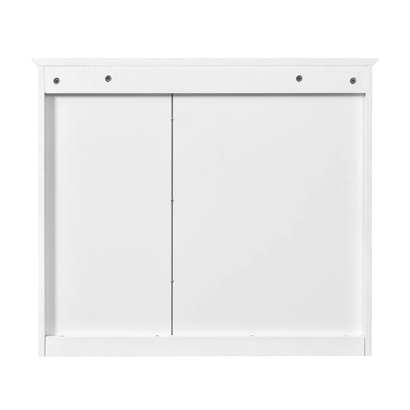 GDFStudio - Wellston Modern Wall-Mounted Bathroom Storage Cabinet with Mirror and Adjustable Shelves - 32"W