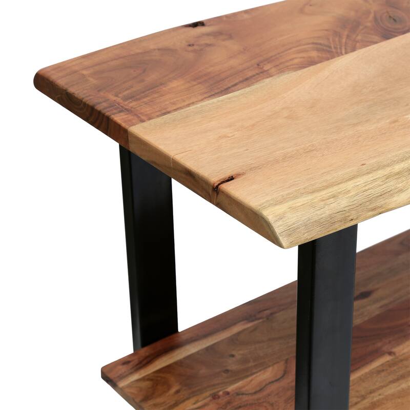 Roomfitters Industrial Console Table, Solid Wood Shelves with Metal Frame, Entryway or Living Room Storage