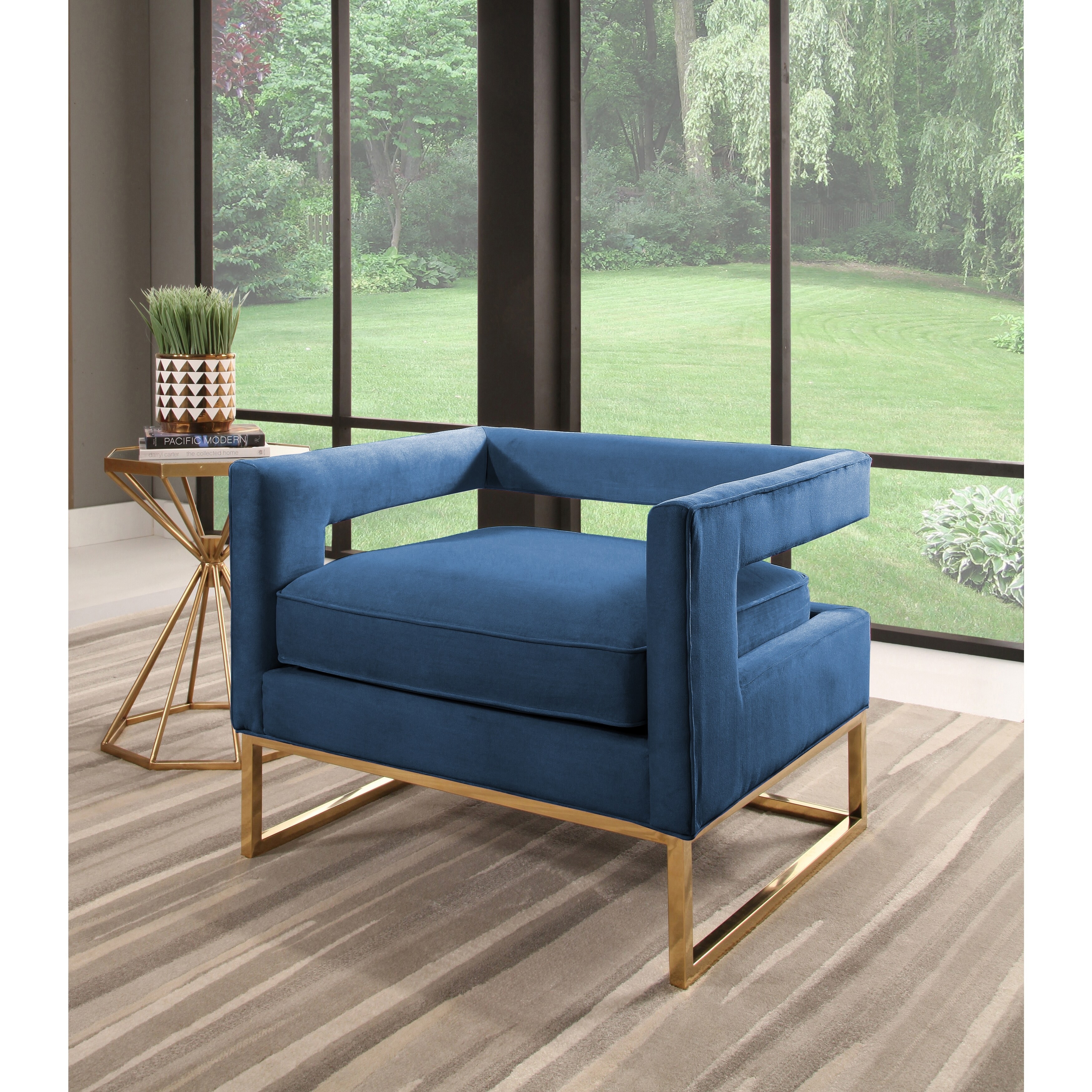 Abbyson Cromwell Upholstered Velvet Large Accent Chair Bed Bath