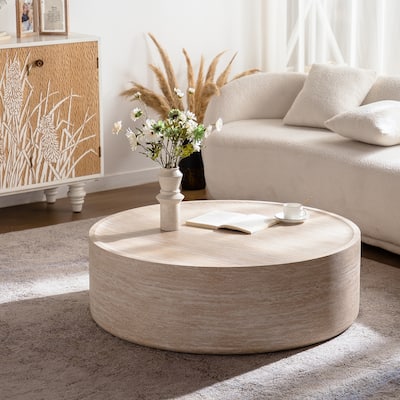 39.37" Round Coffee Table with Mars Pattern for Living Room