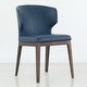 preview thumbnail 6 of 8, Cabo Mid-century Modern Faux Leather Wingback Chair with Solid Wood Base - Wood Base Stone Blue