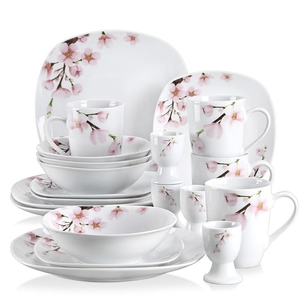 slide 2 of 67, VEWEET 20-Piece White Porcelain Dinnerware Set (Service for 4)