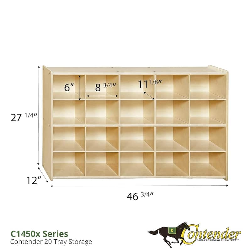 Contender 20 Cubby Storage for Kids Shelves Organizer, Classroom Cabinet with Assorted Pastel Bins Toy Storage - 46.75"