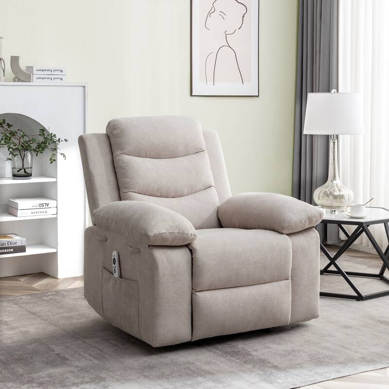 Power Recliner Chair with Adjustable Massage and Heating - Cream