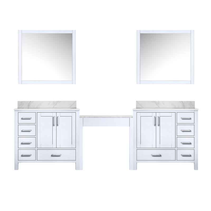 Coraline 102 in W x 22 in D Double Bath Vanity, Carrara Marble Top, and 34 in Mirrors