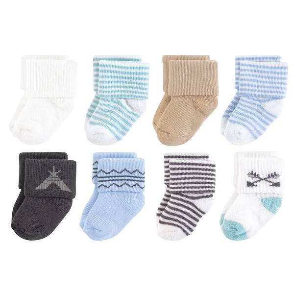 slide 1 of 1, Touched by Nature Baby Boy Organic Cotton Socks, Charcoal 0-6 Months - Charcoal Teepee