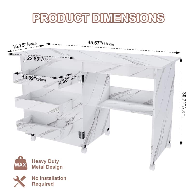 4-in-1 Folding Sewing & Craft Table with Storage, Rolling Workstation Display Cabinet End Table Dining Table