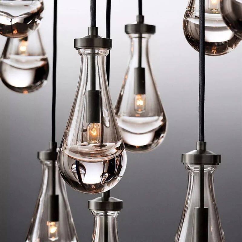 KAYLA Farmhouse Chandelier for Staircase, Foyer, Glass Pendant Light Fixture for Kitchen Island (Bulb Included)
