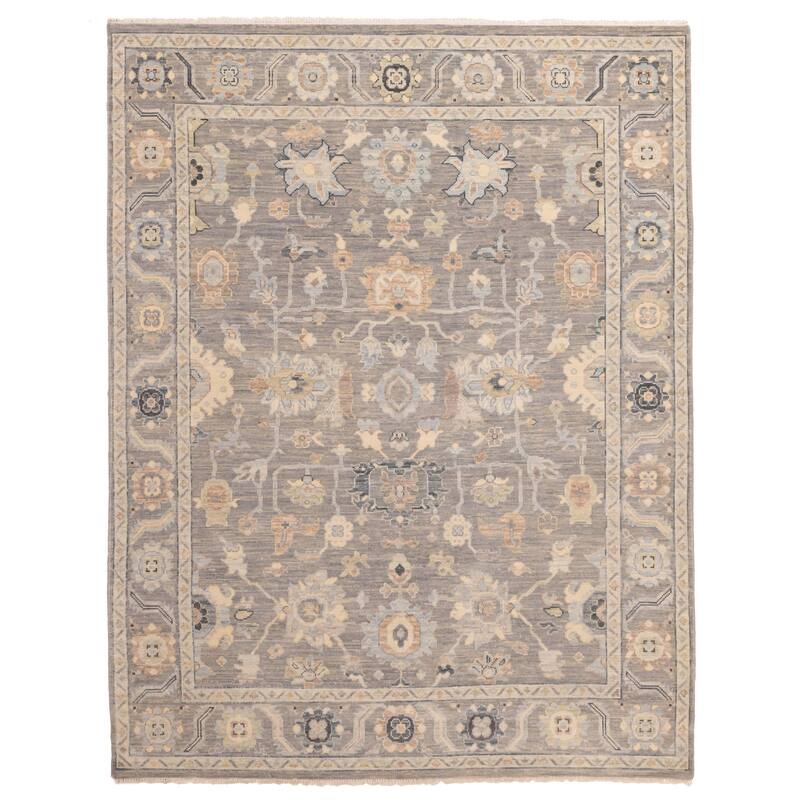 ECARPETGALLERY Hand-knotted Modern Oushak Grey Wool Rug - 7'11 x 10'3
