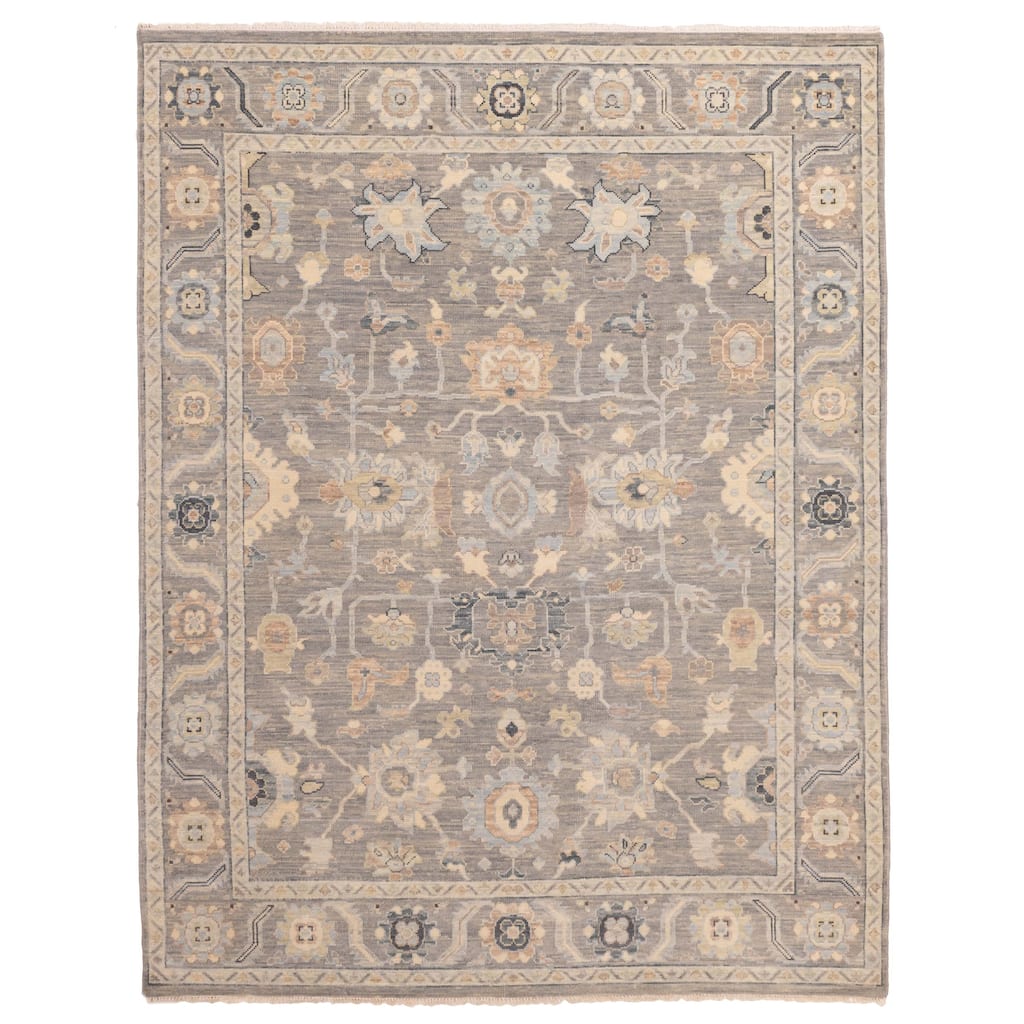 ECARPETGALLERY Hand-knotted Modern Oushak Grey Wool Rug - 7'11 x 10'3