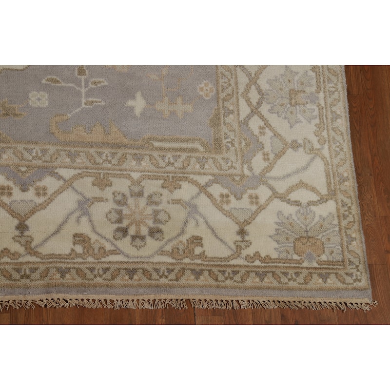 Gray Oushak Style Area Rug Hand-Knotted Wool Carpet - 8'1" x 10'0"