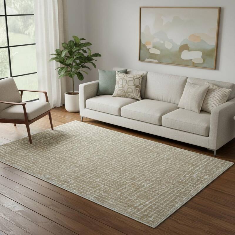 HomeRoots Abstract Geometric Modern, Contemporary Rectangle Area Rug - 5' X 7'