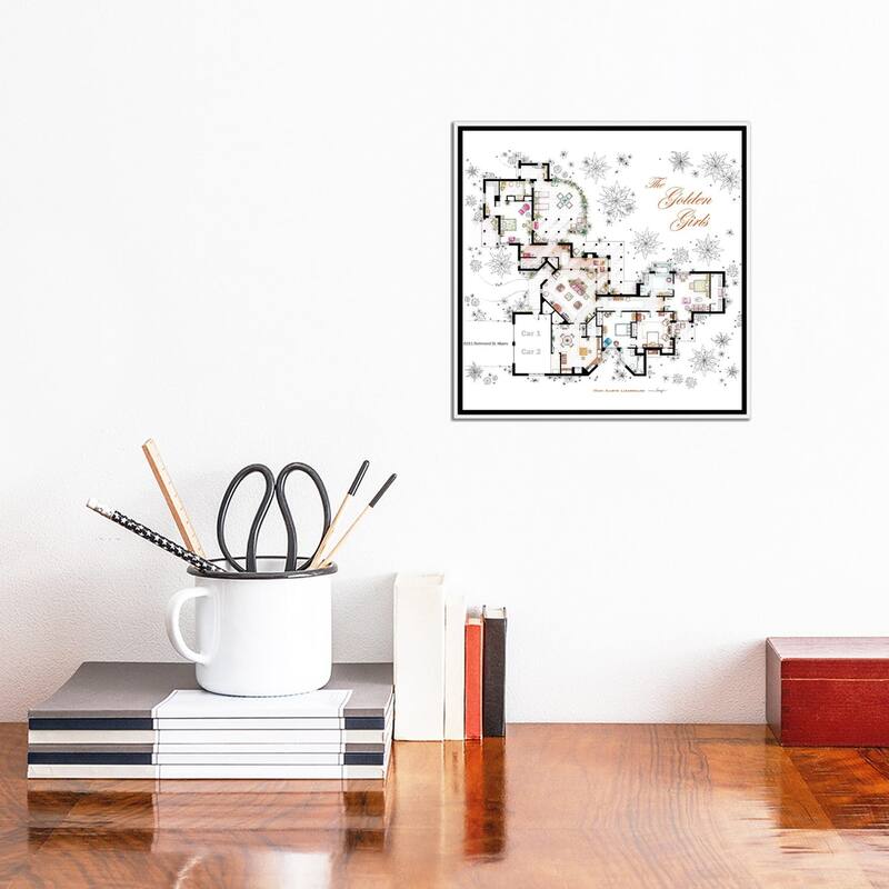 iCanvas "Floorplan From The Golden Girls" by TV Floorplans & More Framed Canvas Print