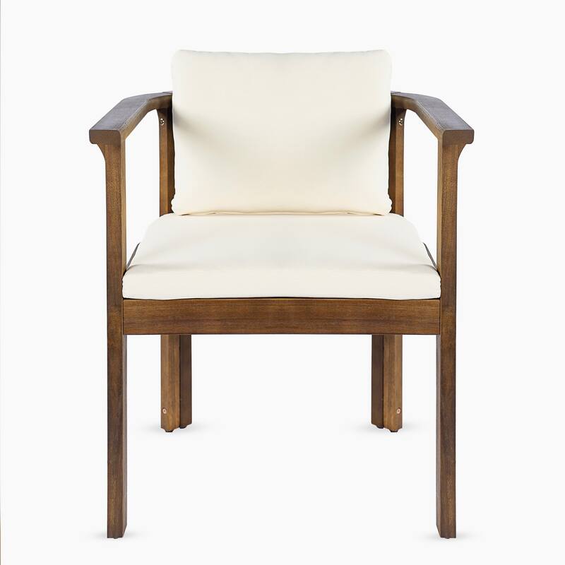 Christopher Knight Home - 5-Piece Outdoor Acacia Wood Dining Set with Curved Arm Chairs & Slat Round Table