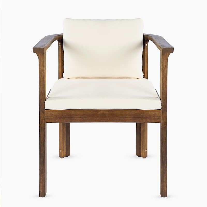 Christopher Knight Home - 7-Piece Outdoor Acacia Wood Dining Set with Curved Arm Chairs & 71" Expandable Dining Table