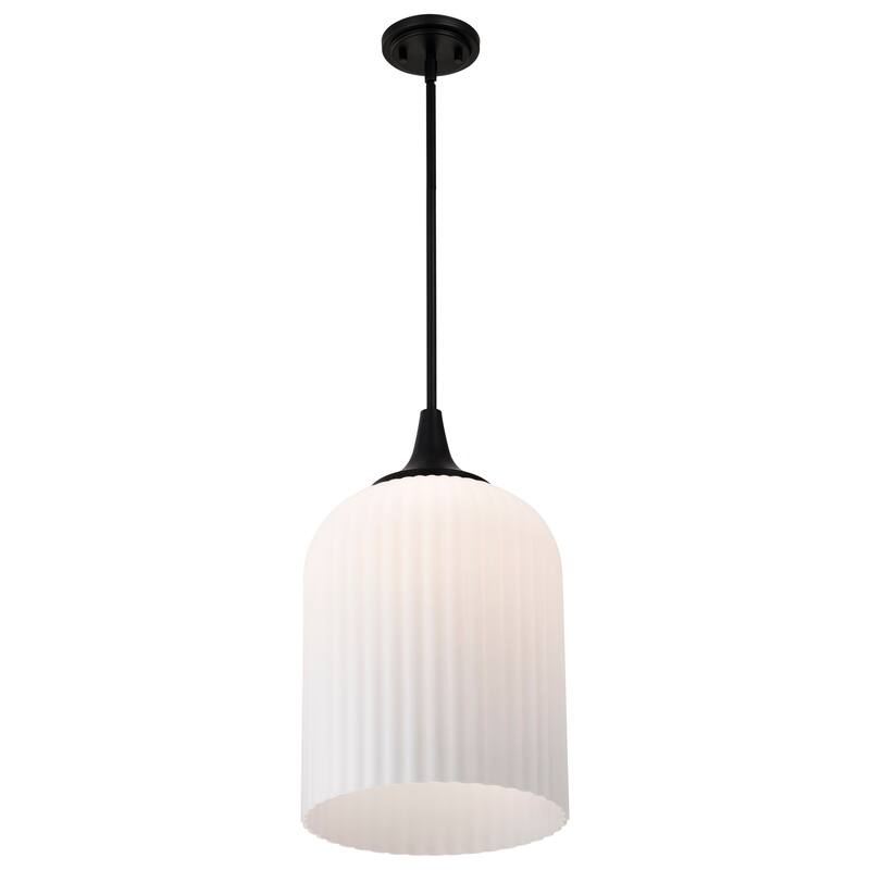 Solara Pendant Matte Black Finish Frosted Ribbed Glass - Matte Black