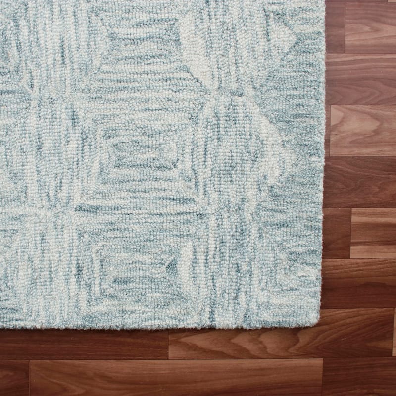 Sevita Silver Geometric Wool Area Rug