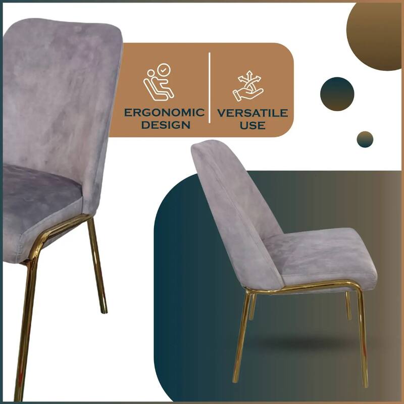 Lumen Modern Upholstered Kitchen Dining Chair with Gold Steel Legs Ergonomic Accent Chair
