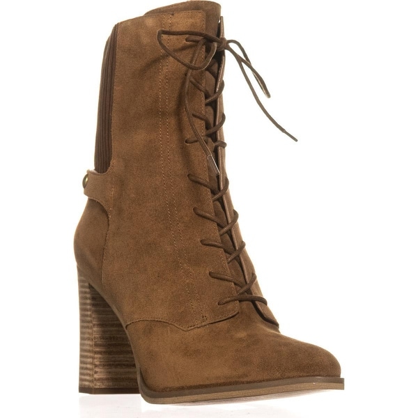 MICHAEL Michael Kors Carrigan Bootie Lace Up Mid-Calf Boots, Dark Caramel