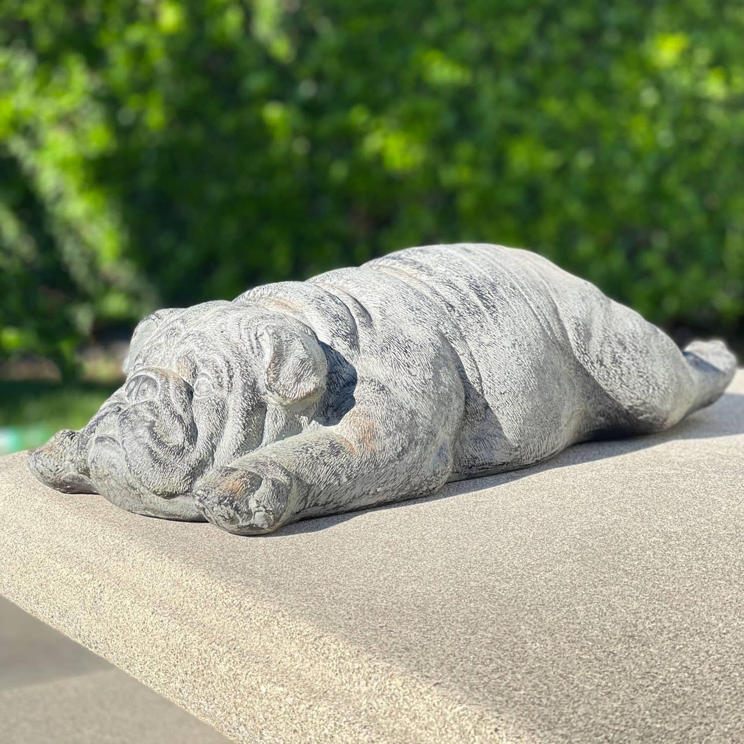 Polyresin Sleeping Bulldog Statue 23"L