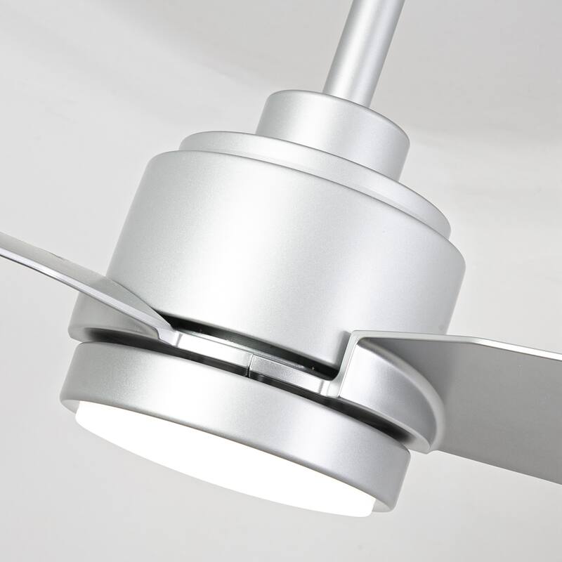 42" Modern Silver 3-Blades Ceiling Fan with Light and Remote, APP Control