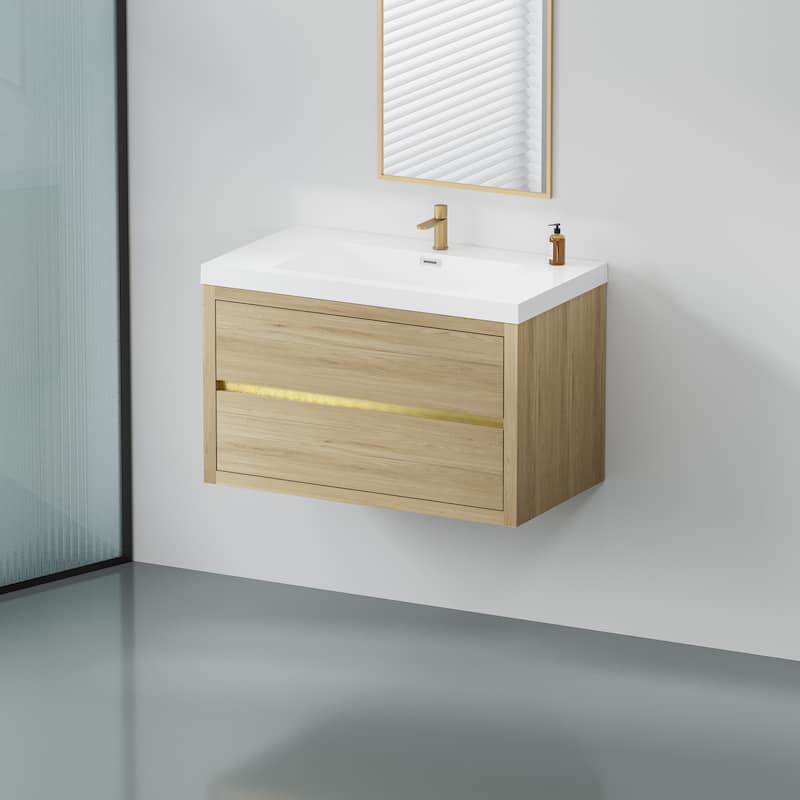 36" Wall-Mounted Bathroom Vanity with Sink