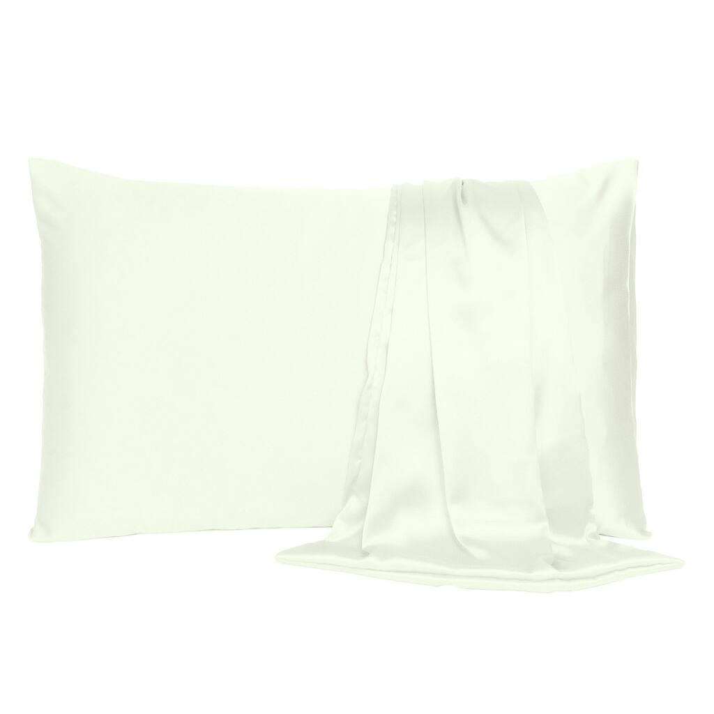 HomeRoots Ivory Dreamy Set Of 2 Silky Satin Queen Pillowcases