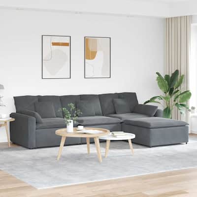 vidaXL Modular Sofa Dark grey Velvet (100% polyester) Oversized Modular - 80.7 x 127.6 x 25.2 in