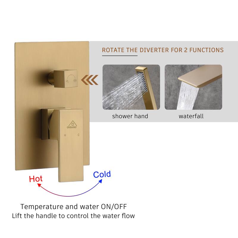 Wall Mounted Bathtub Faucet Set With Handheld Shower Head