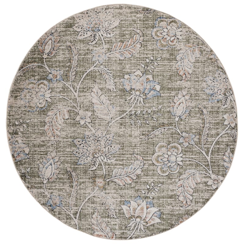 SAFAVIEH Grove Viorica Floral Rug - 6'7" Round - Green/Ivory